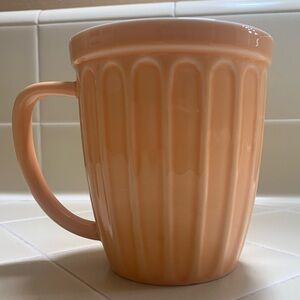 Starbucks Ice Cream Ribbed Fluted Mug Peach Light Orange Cup 2006 Ceramic 16 oz